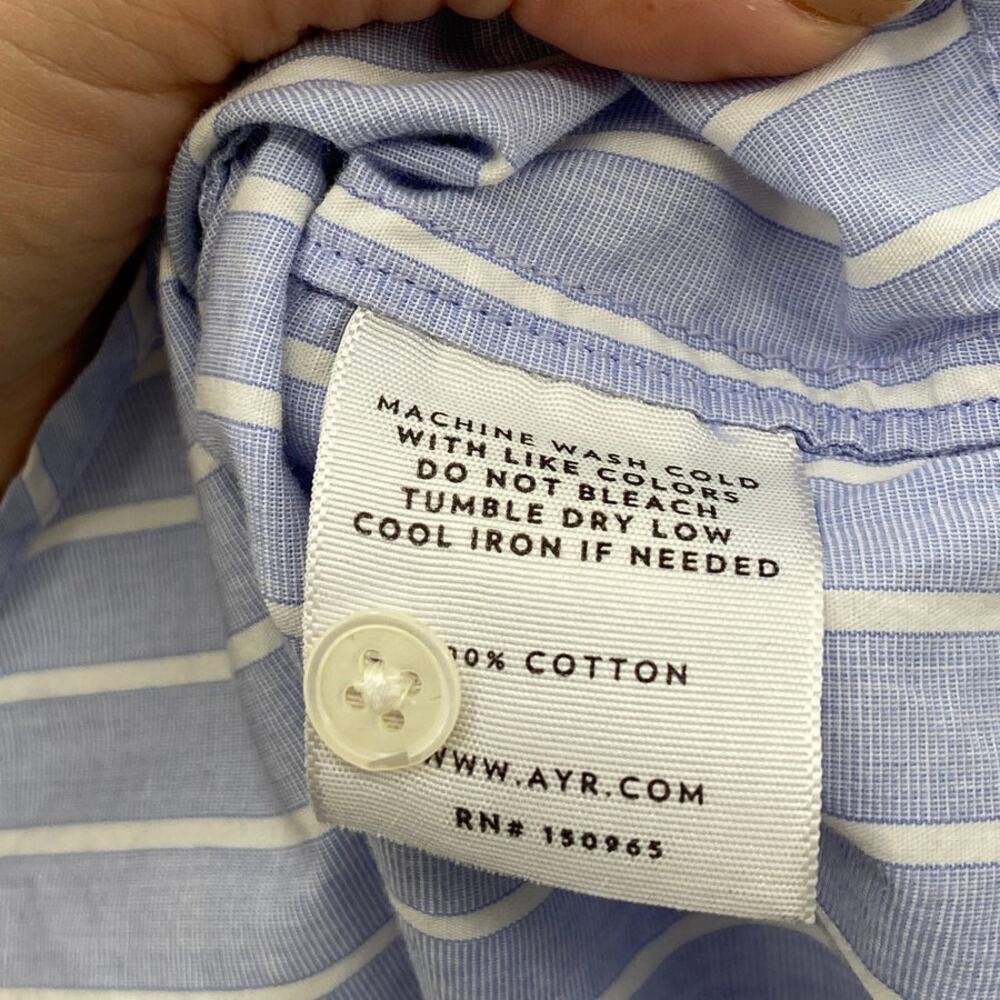 AYR L 100% cotton deep end blue pinstriped button down - Picture 6 of 7